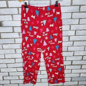 Simply Basic Women's Festive Red Holiday Pajama Pull-On Pants Size Medium